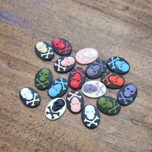 Colorful Skull and Crossbones Cabochons